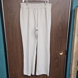 Spyder Size L Ivory Ribbed High Rise Wide Leg Pant